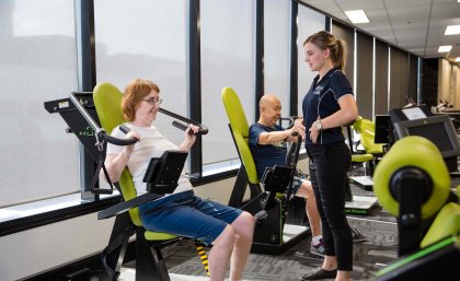 UQ Master of Clinical Exercise Physiology student practitioner Kristin Murray works with Emeritus Professor Tian Po Oei and his wife Elizabeth at UQ Healthy Living.